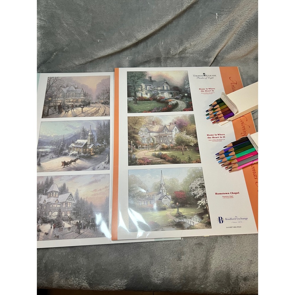 Thomas Kinkade Bradford Exchange Coloring Kit Lot Artistic Escapes Pencils